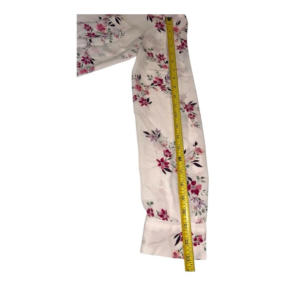 Candies Long Sleeve Pink, Purple, Green Burgundy Floral Size M Button-Up Blouse - Picture 5 of 10